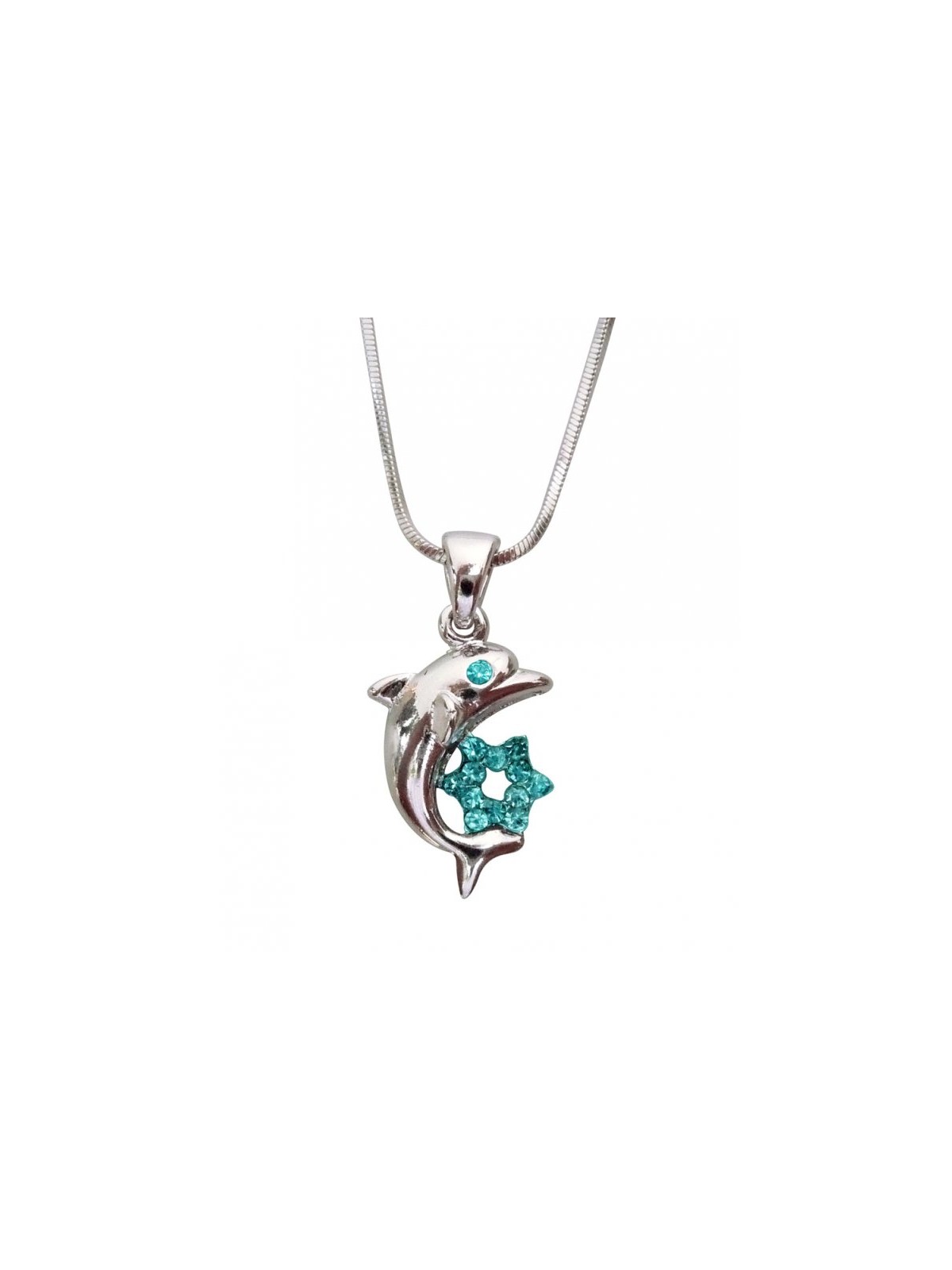 Collier Pendentif Rhodium Dauphin avec Gle... | Cadeau juif d'Israël