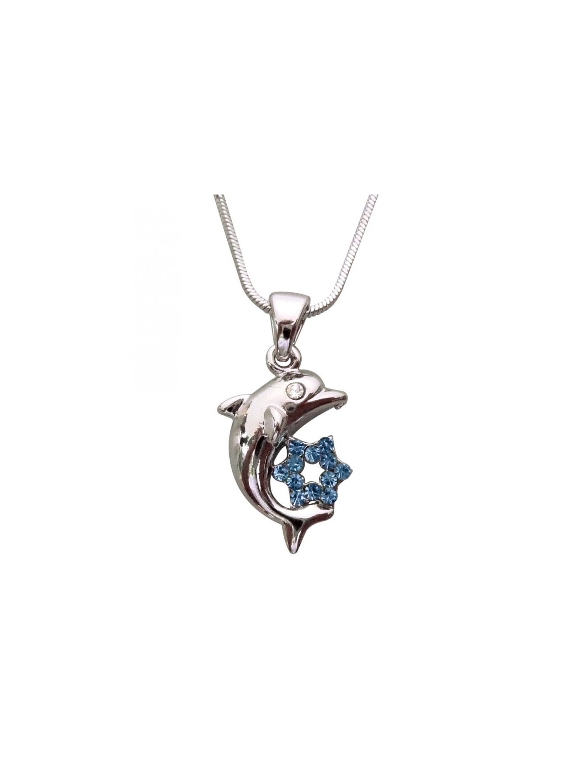Collier Pendentif Rhodium Dauphin avec Gle... | Cadeau juif d'Israël