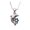 Rhodium Pendant Necklace Dolphin with Gle... | Jewish Gift from Israel