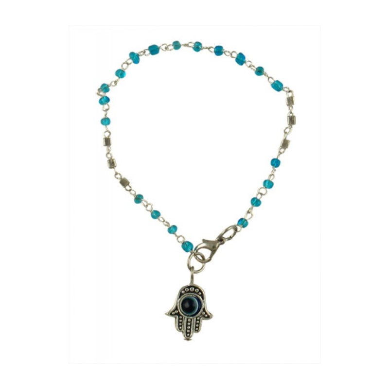 Beaded Kabbalah Bracelet with Decorative Hamsa Cha... | Hamsa Necklace