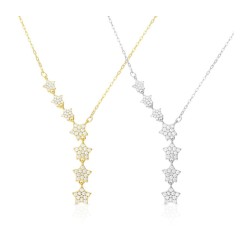 Sterling Silver Lariat Necklace Zircon St... | Israeli Fashion Jewelry