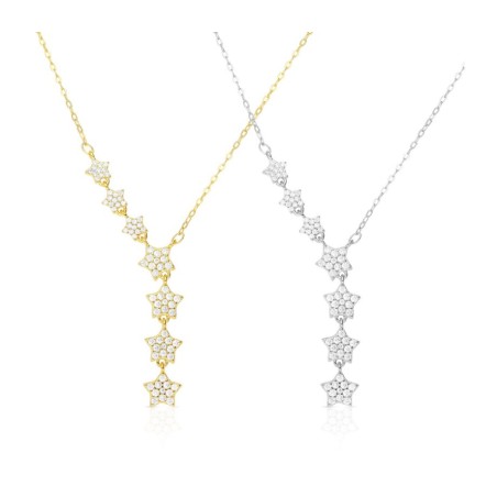 Sterling Silver Lariat Necklace Zircon St... | Israeli Fashion Jewelry