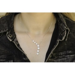 Sterling Silver Lariat Necklace Zircon St... | Israeli Fashion Jewelry