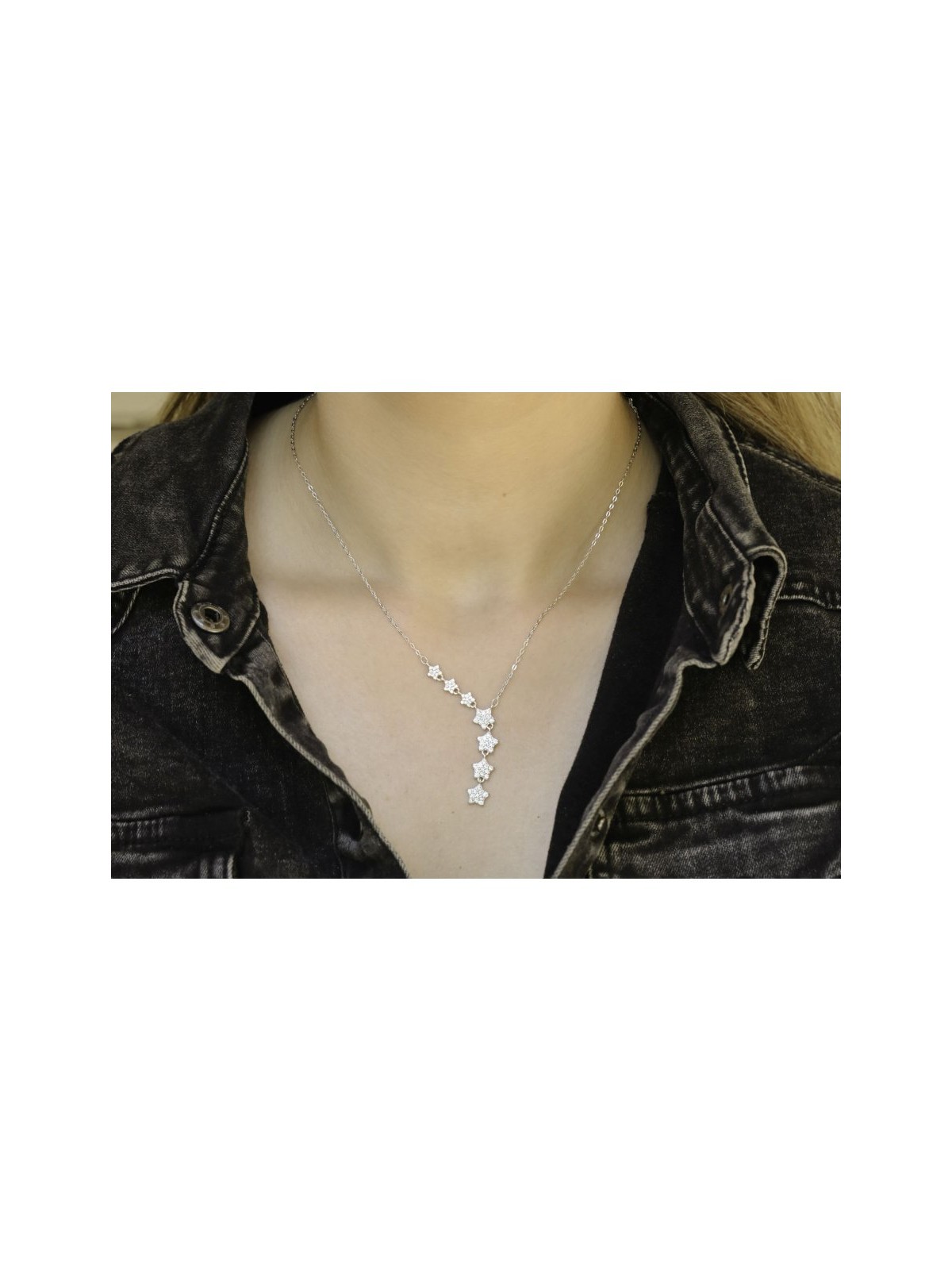Sterling Silver Lariat Necklace Zircon St... | Israeli Fashion Jewelry