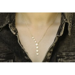 Sterling Silver Lariat Necklace Zircon St... | Israeli Fashion Jewelry