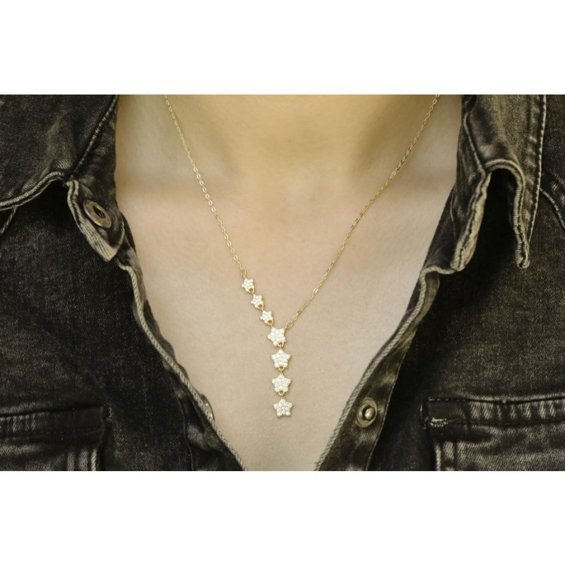 Sterling Silver Lariat Necklace Zircon St... | Israeli Fashion Jewelry