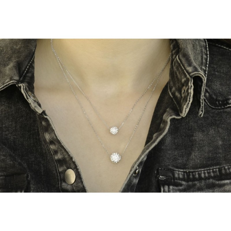 Collier double épaisseur en argent sterling %... | Bijoux de mode israéliens