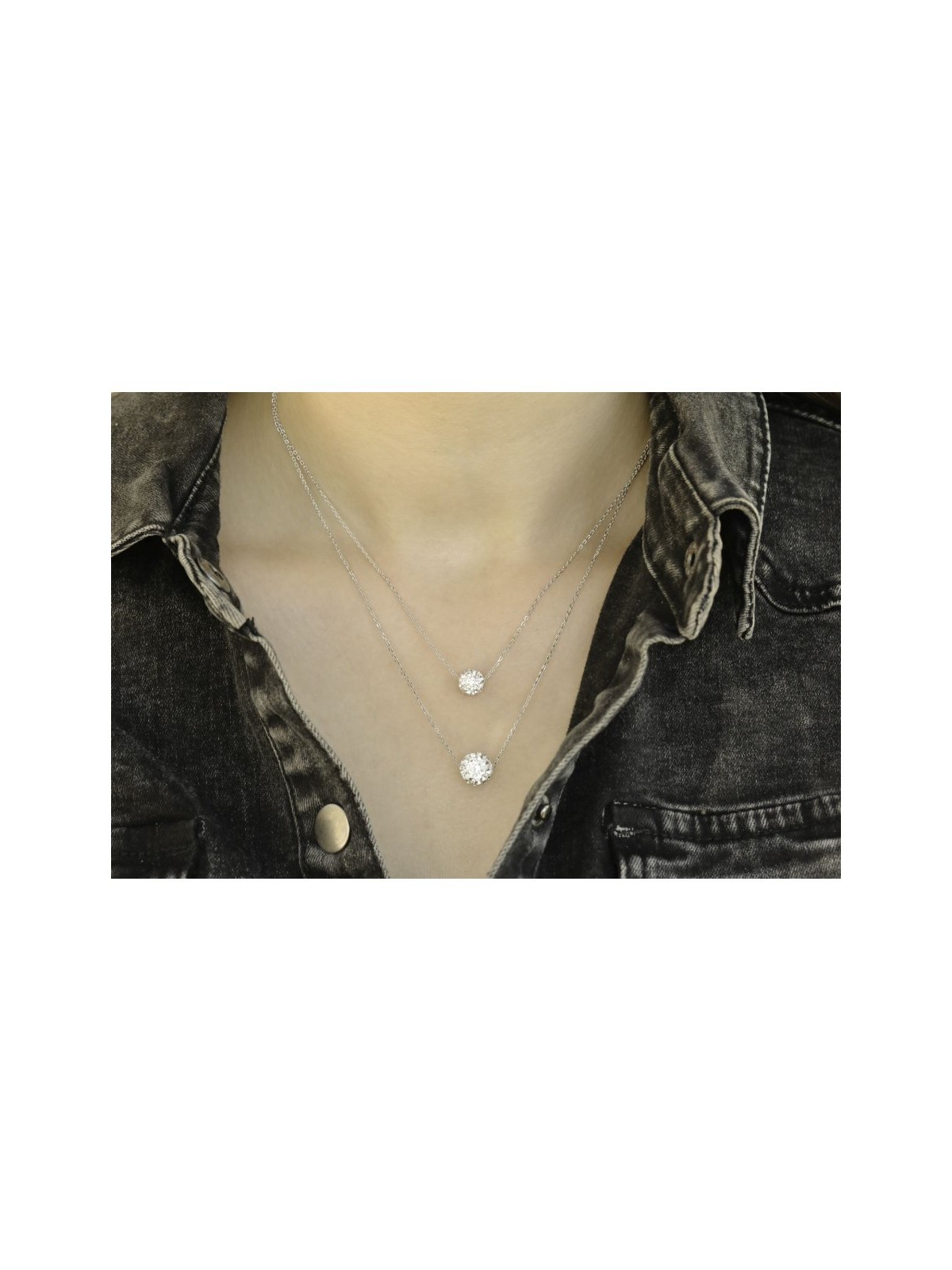 Collier double épaisseur en argent sterling %... | Bijoux de mode israéliens
