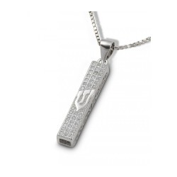 Petit collier pendentif mezouza carré en... | Cadeau juif d'Israël