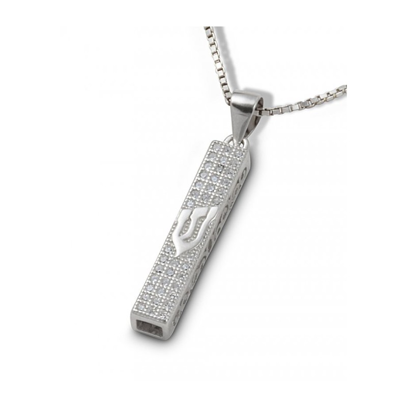 Petit collier pendentif mezouza carré en... | Cadeau juif d'Israël