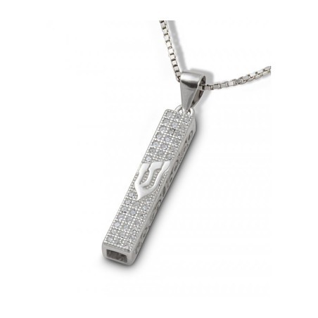 Small Square Mezuzah Necklace Pendant in ... | Jewish Gift from Israel