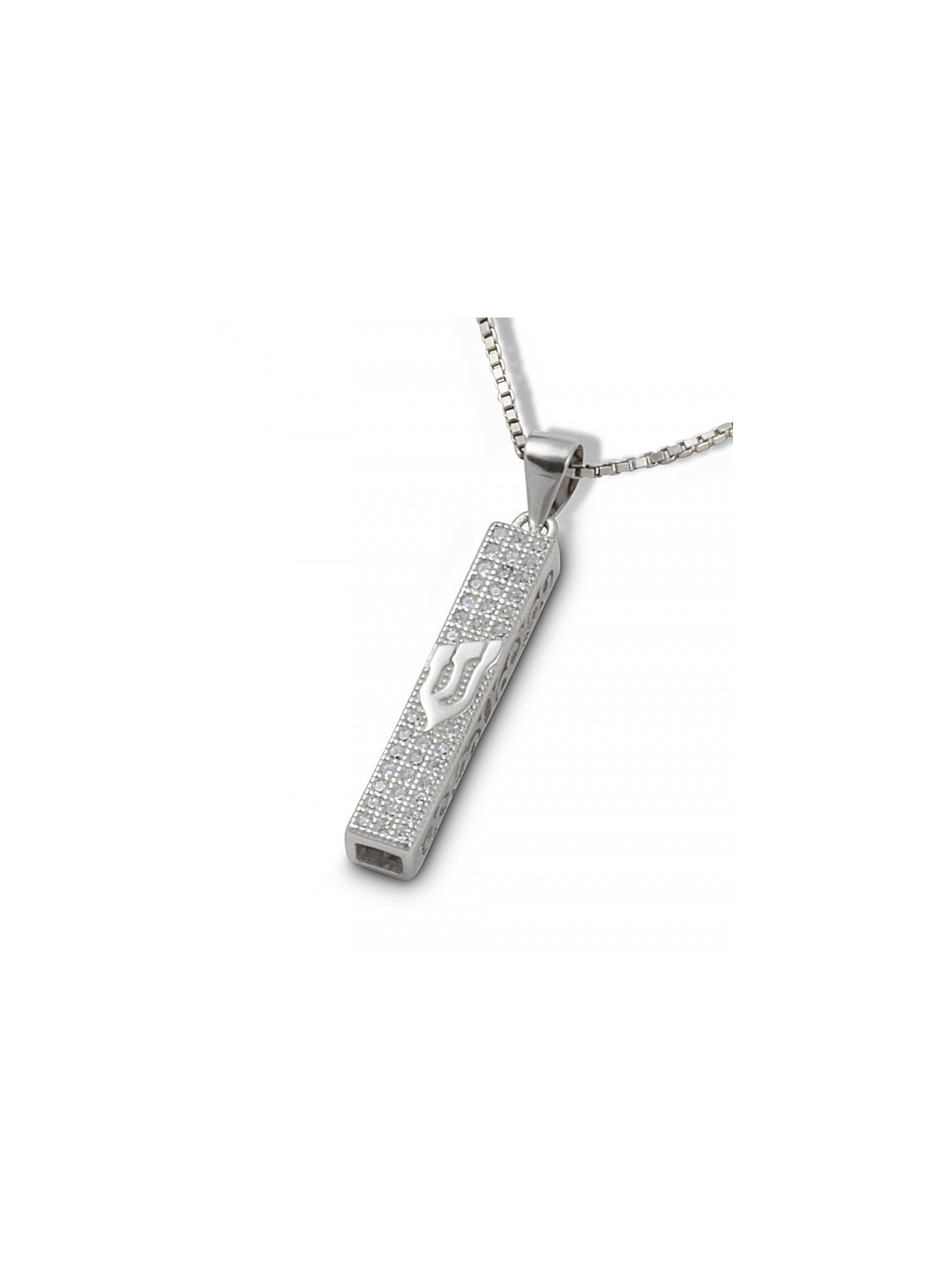 Small Square Mezuzah Necklace Pendant in ... | Jewish Gift from Israel