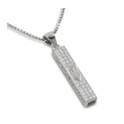 Small Square Mezuzah Necklace Pendant in ... | Jewish Gift from Israel