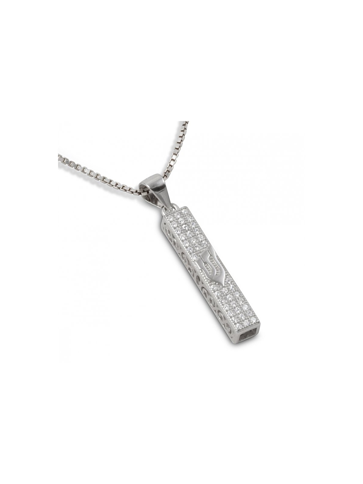 Small Square Mezuzah Necklace Pendant in ... | Jewish Gift from Israel