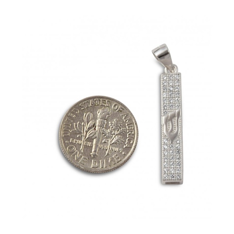 Petit collier pendentif mezouza carré en... | Cadeau juif d'Israël