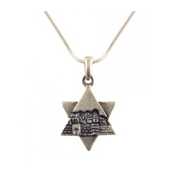 Rhodium Antique Finish Star of David Jeru... | Jewish Gift from Israel