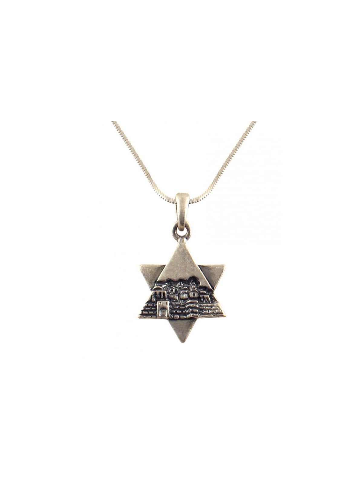 Rhodium Antique Finish Star of David Jeru... | Jewish Gift from Israel