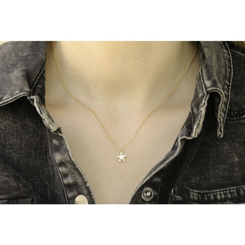 Sterling Silver Necklace with Gold Plate ... | Israeli Fashion Jewelry