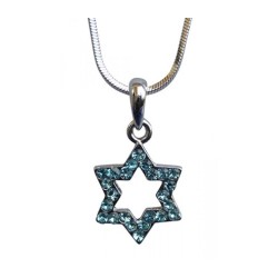 Star of David with light blue stones Rhod... | Jewish Gift from Israel