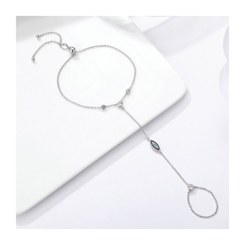 Sterling Silver Bracelet Ring Evil Eye De... | Israeli Fashion Jewelry