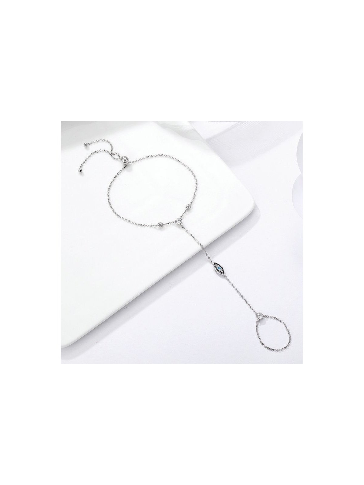 Sterling Silver Bracelet Ring Evil Eye De... | Israeli Fashion Jewelry