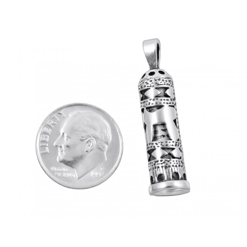 Mezuzah Necklace Hebrew Chai Pendant Sign... | Jewish Gift from Israel