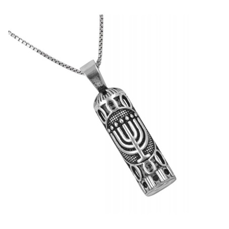 Collier en argent sterling avec stylo Mezouza... | Cadeau juif d'Israël