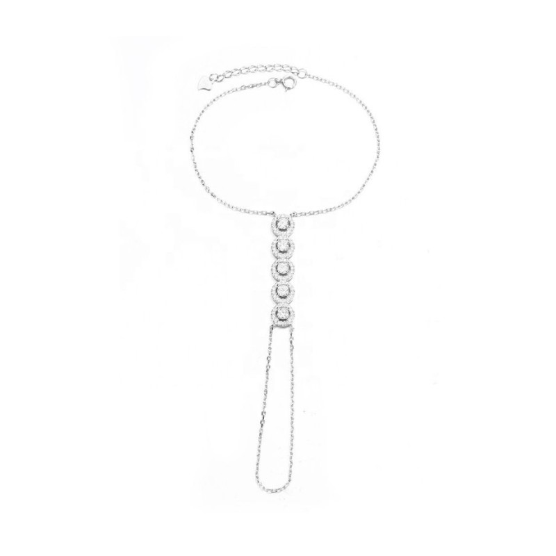 Sterling Silver Bracelet Ring with Zircon... | Israeli Fashion Jewelry