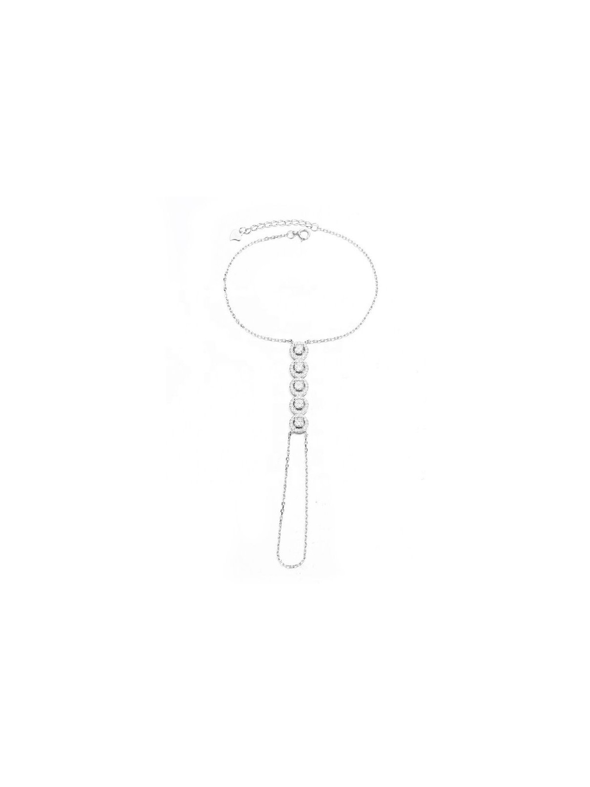 Sterling Silver Bracelet Ring with Zircon... | Israeli Fashion Jewelry