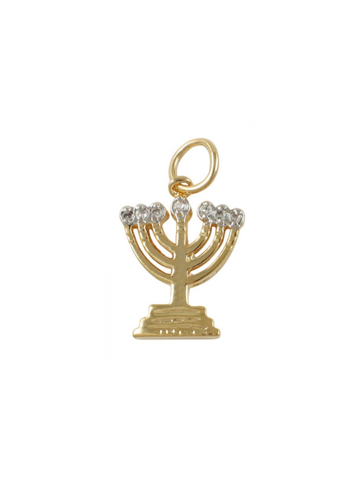 Gold Filled Zirconium Two Tone Menorah Pendant | Menorah Pendants