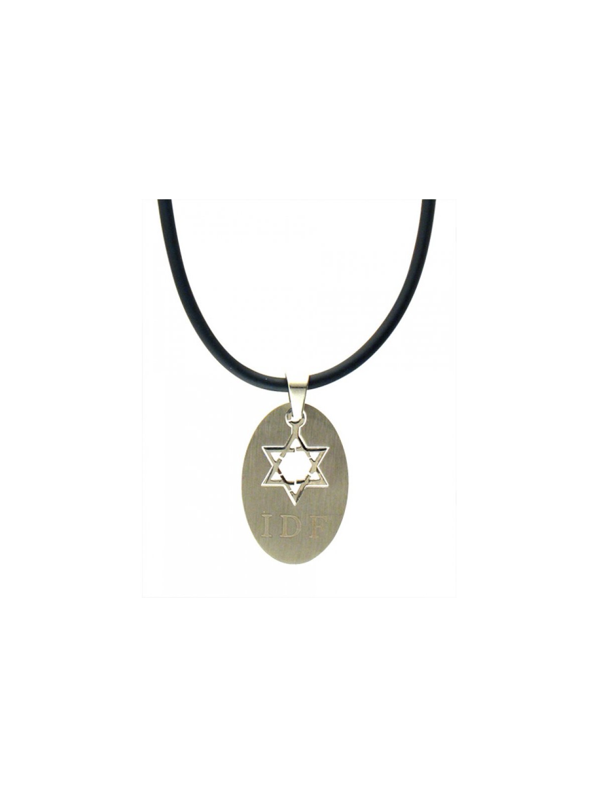 Stainless Steel Round IDF necklace on Rubber Cord | Israeli Army