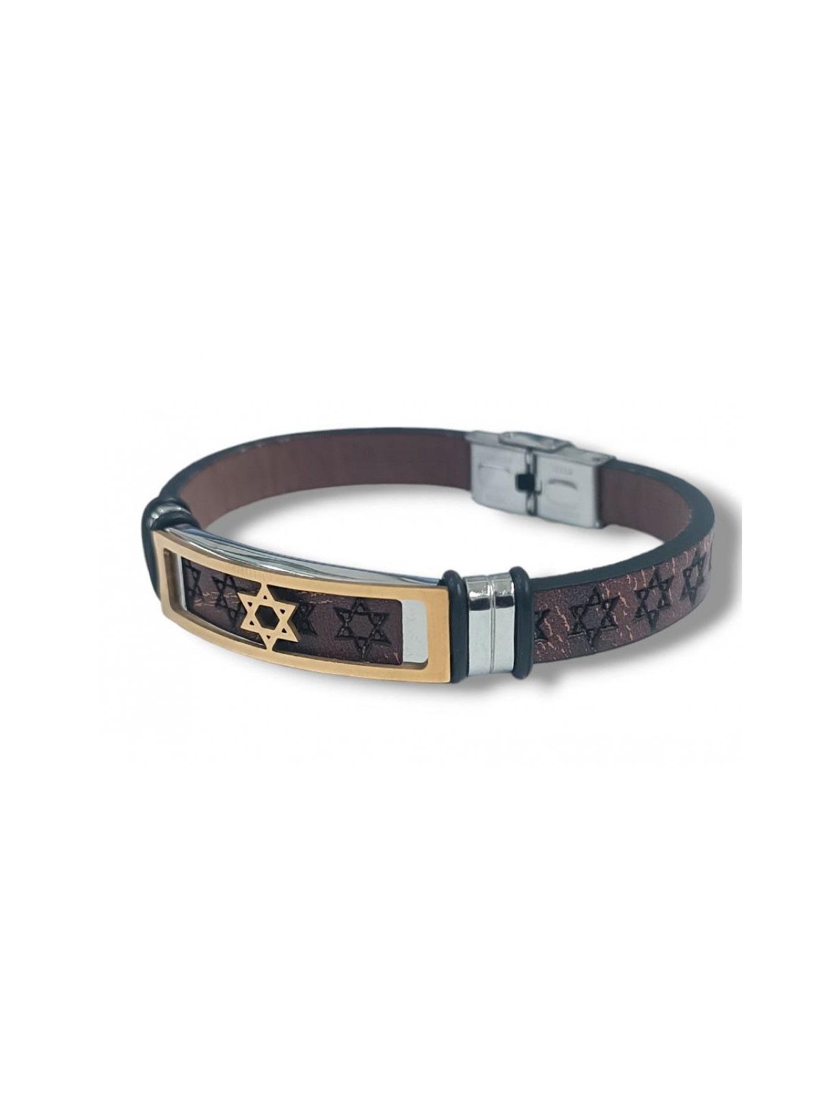 Brown Leather Bracelet Stars of David Cente... | Bracelets - up to $10