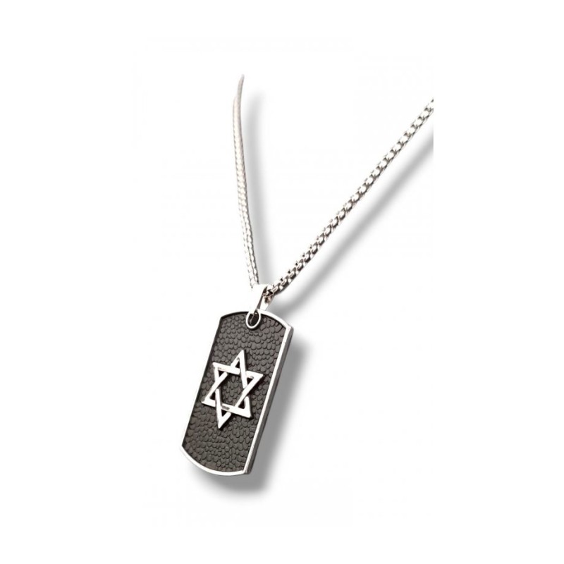 Star of David Necklace on Black Background Large Sta... | IDF Dog-Tags