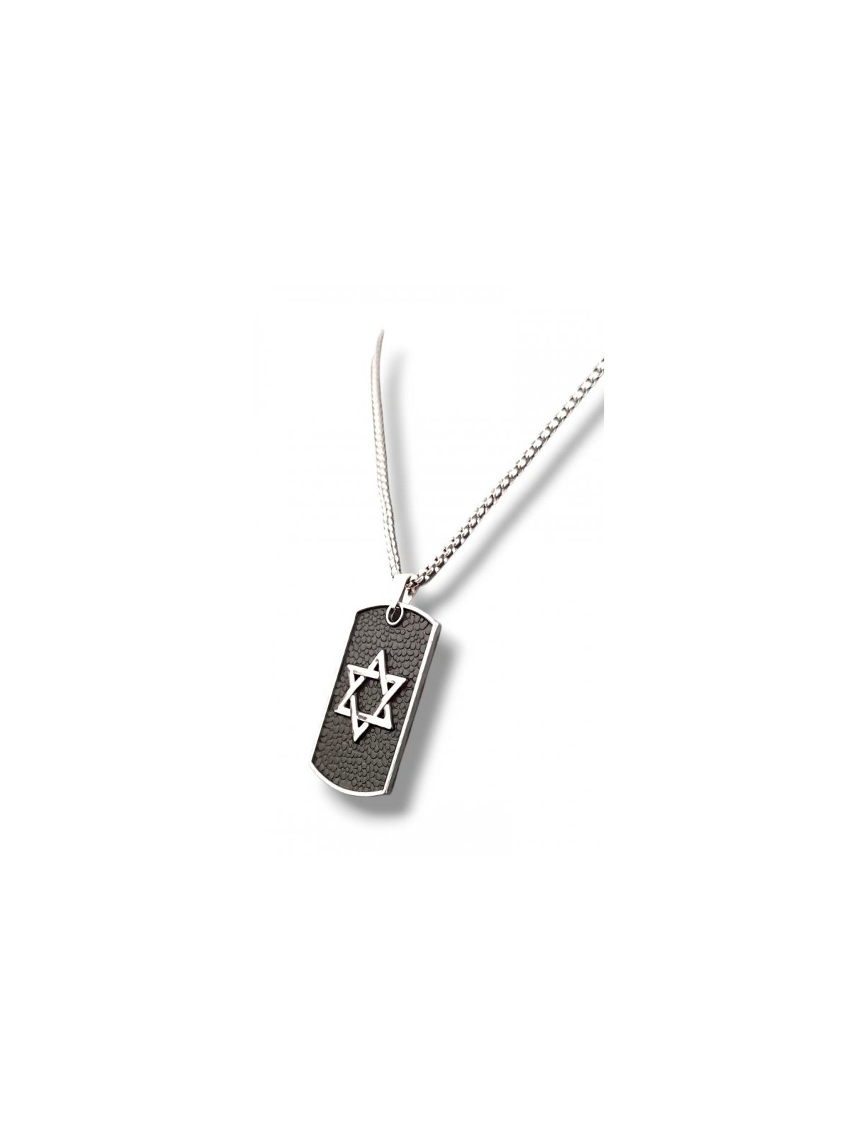 Star of David Necklace on Black Background Large Sta... | IDF Dog-Tags