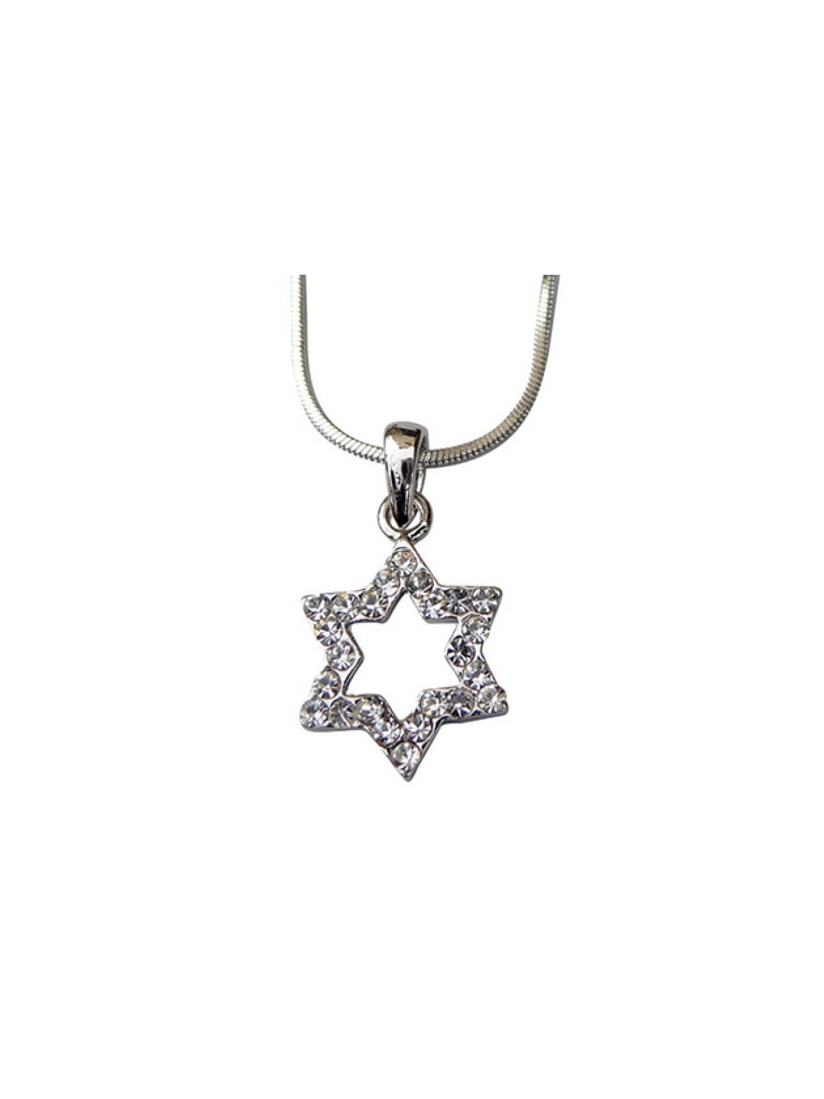 Etoile de David avec pierres blanches Rhodium N... | Cadeau juif d'Israël