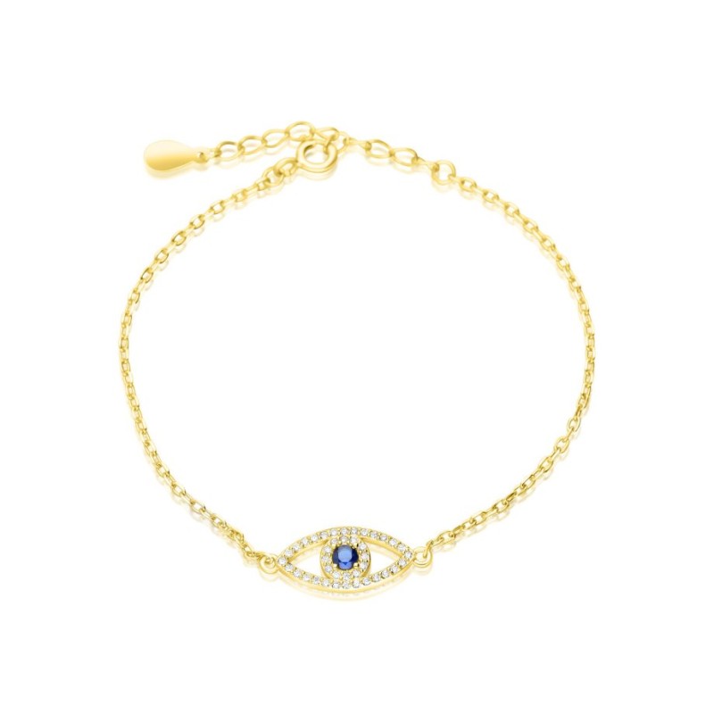 Sterling Silver Bracelet with Blue Evil E... | Israeli Fashion Jewelry