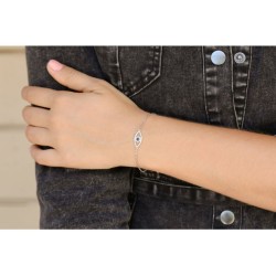 Sterling Silver Bracelet with Blue Evil E... | Israeli Fashion Jewelry