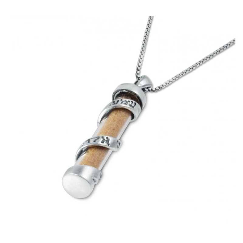 Collier Mezouza en argent sterling avec spirale... | Cadeau juif d'Israël