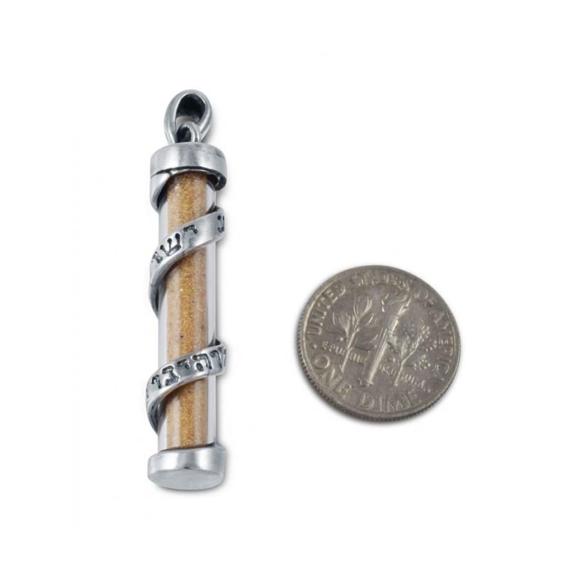 Spiral Sterling Silver Mezuzah Necklace w... | Jewish Gift from Israel