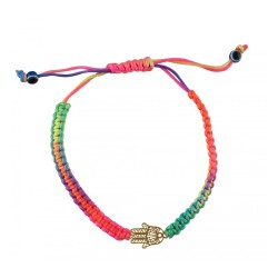 Neon Multicolor Braided Cord Bracelet Gol... | Jewish Gift from Israel