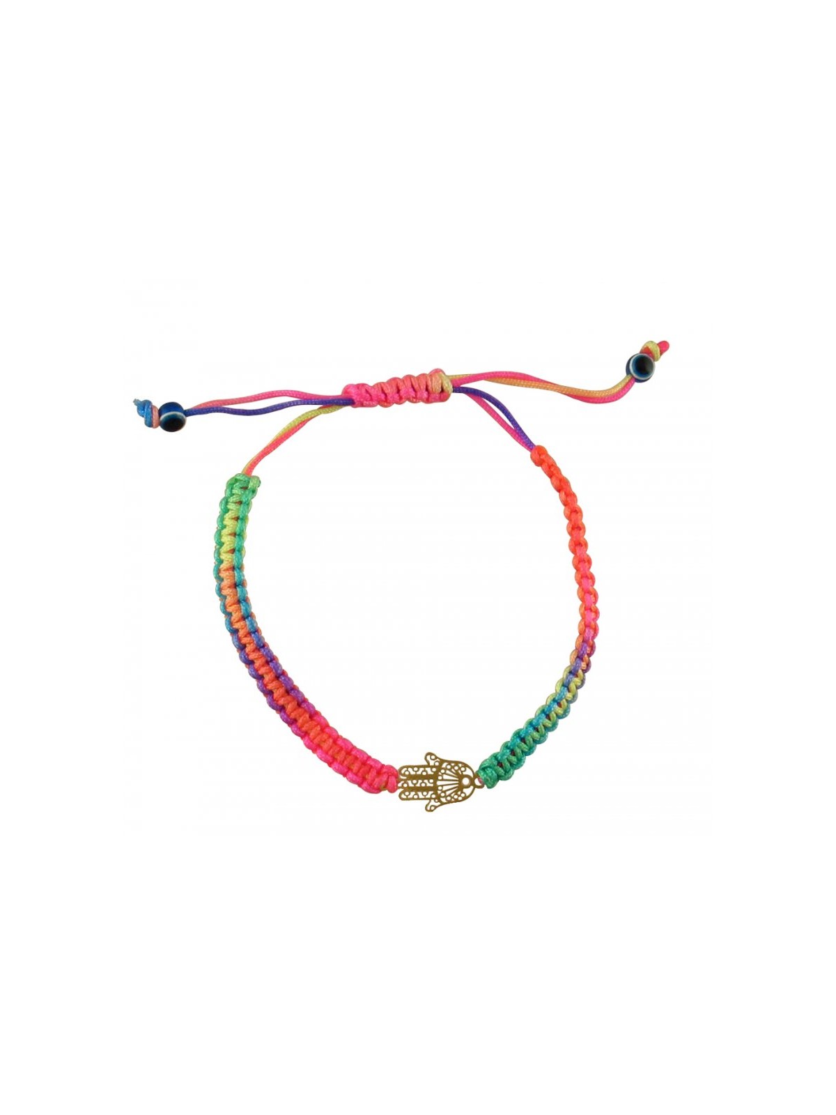 Neon Multicolor Braided Cord Bracelet Gol... | Jewish Gift from Israel
