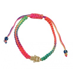 Neon Multicolor Braided Cord Bracelet Gol... | Jewish Gift from Israel