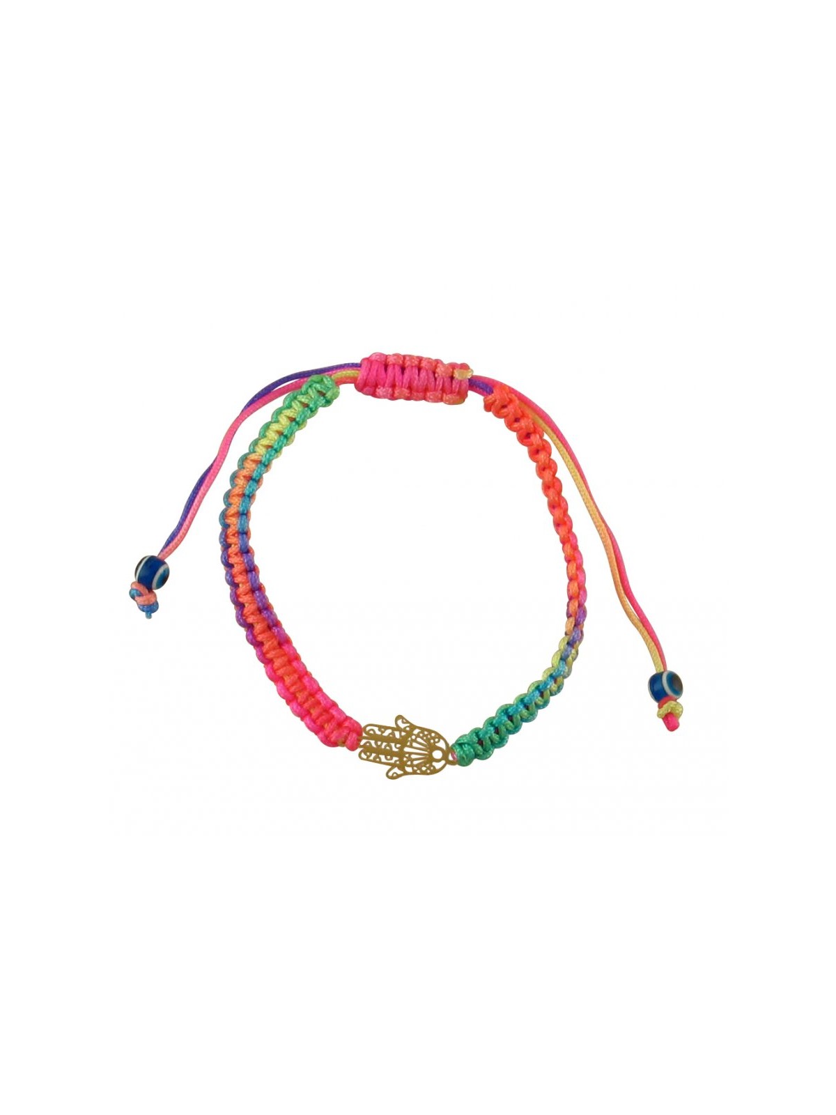 Neon Multicolor Braided Cord Bracelet Gol... | Jewish Gift from Israel