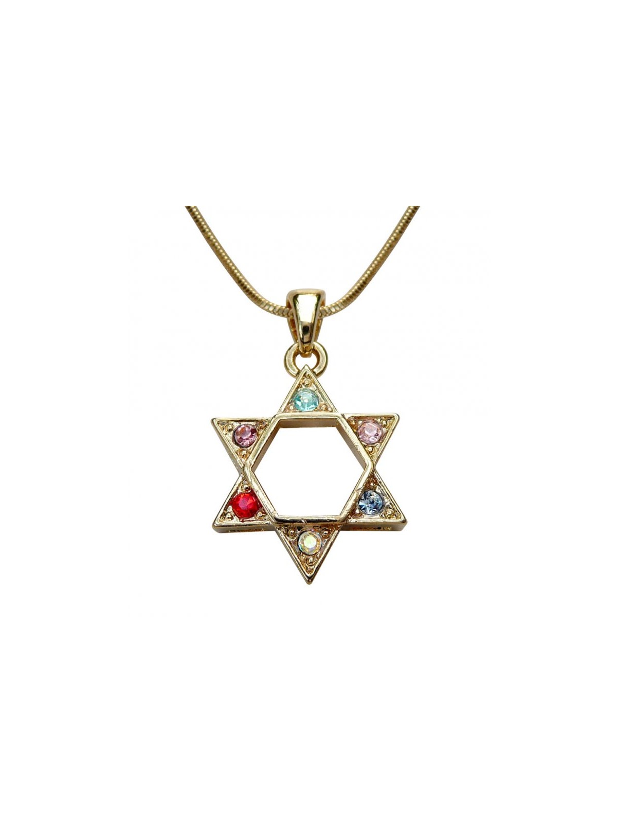 Rhodium Pendant Necklace Gold Star of Dav... | Jewish Gift from Israel