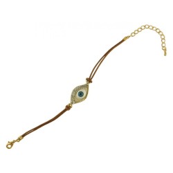 Bracelet œil en émail couleur or sur fond marron... | Cadeau juif d'Israël