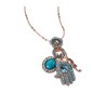 Amaro Oriental Hamsa and Seahorse and Turquoise wi... | Hamsa Necklace