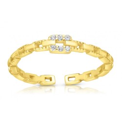 Sterling Silver Adjustable Ring with Zircons Links M... | Jewish Rings