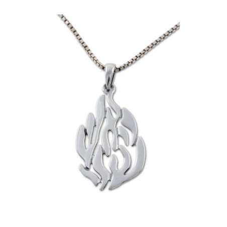 925 Sterling Silver Pendant Flame Image of Breslev... | Jewish Pendant