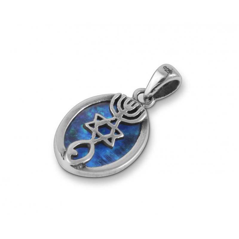 Collier pendentif greffé en argent sterling 925 avec... | Pendentif juif