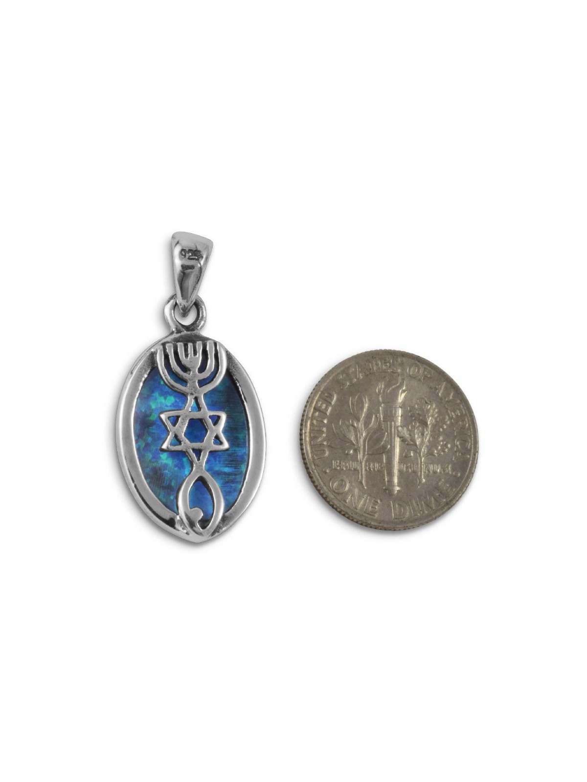 Grafted Pendant Necklace in 925 Sterling Silver wi... | Jewish Pendant